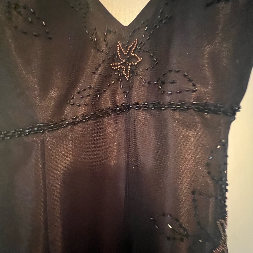 Full length brown cocktail dress